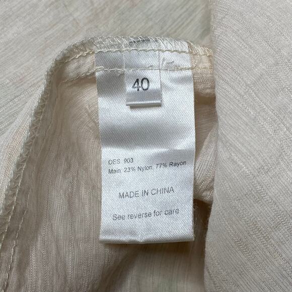 Rutzou Lace Tie Front Blouse Cream Beige Medium Cardigan Ruffle Dainty Cottage - Picture 6 of 8